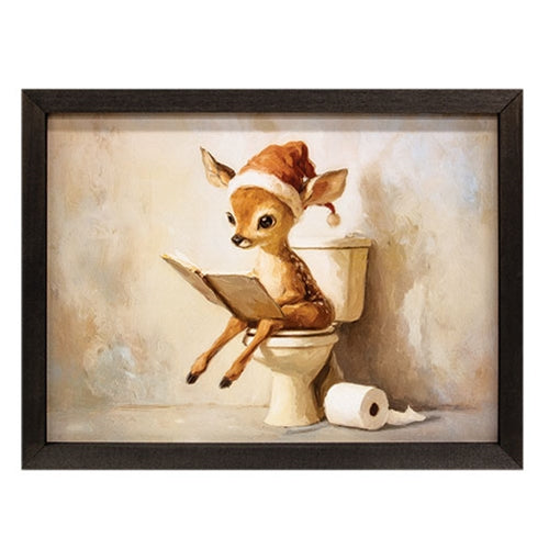 Winter Restroom Cheer Fawn Box Frame - 16x12