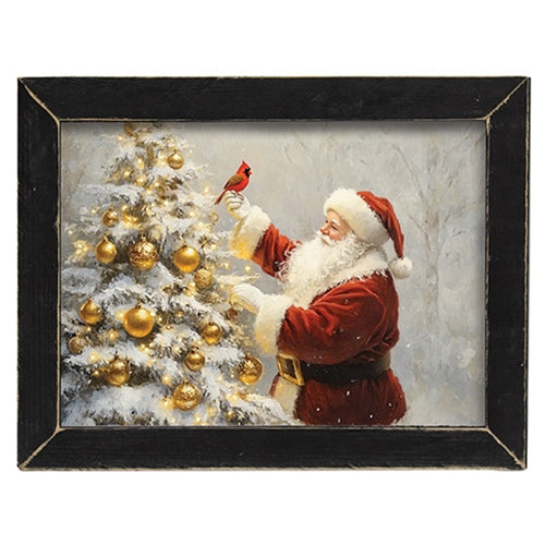 Santa's Cardinal Framed Print - 12x16