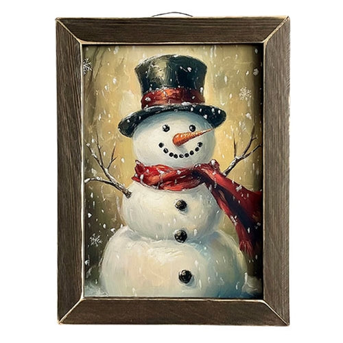 Snowy Frosty in Top Hat Framed Print - 12x16