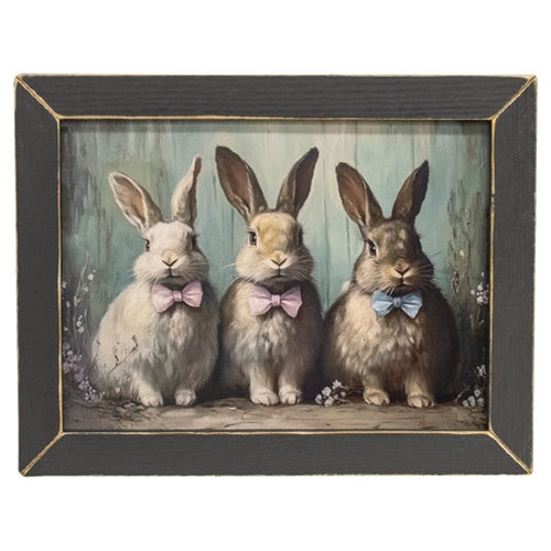 Bow Tie Bunny Trio Framed Print - 16x12