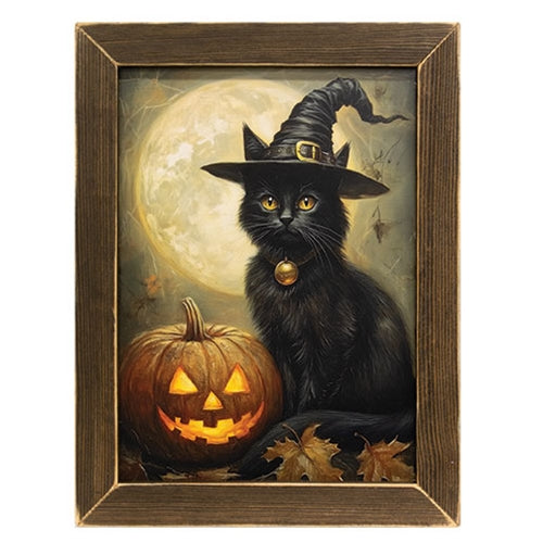 Halloween Night Cat Framed Print - 12x16