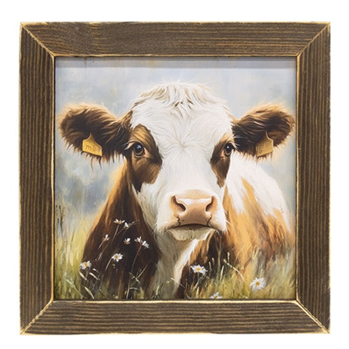 Brown Cow Portrait Framed Print - 12"