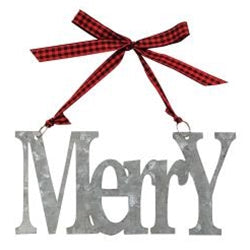 Galvanized Merry/Believe Ornament, 2 Asstd.