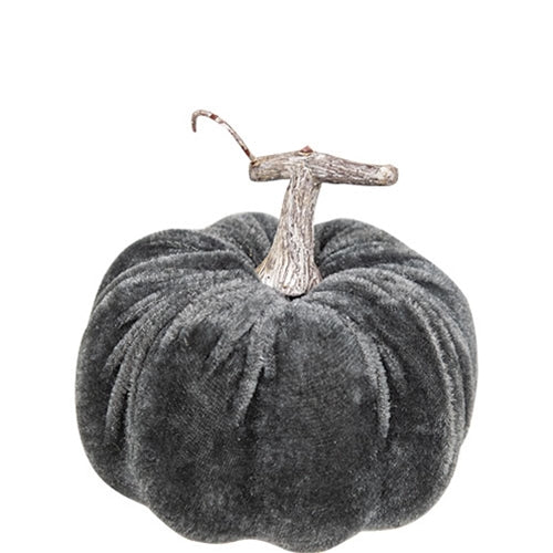 Gray Velvet Pumpkin 4"