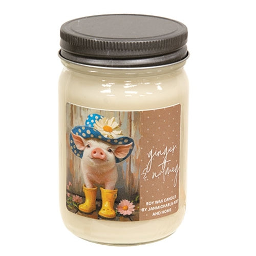 Ginger and Nutmeg Art Label Mason Candle