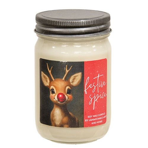 Festive Spice Reindeer Mason Jar Candle
