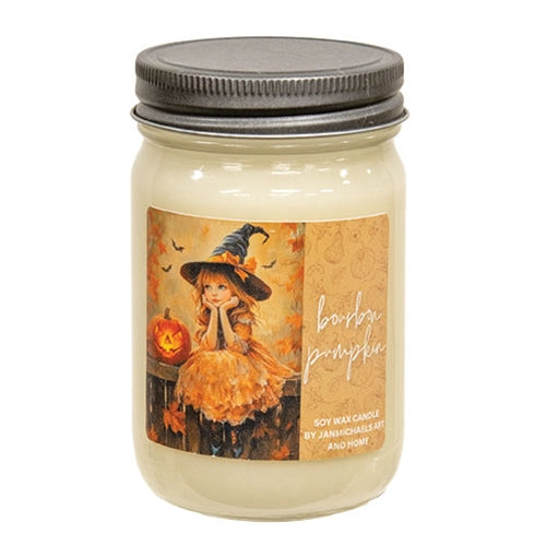 Bourbon Pumpkin Witch Girl Mason Jar Candle