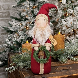 Stuffed Standing Primitive Kris With Wreath - 16"H