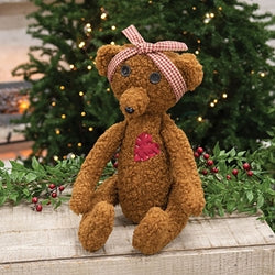 Stuffed Heart Patch Teddy Bear With Gingham Bow