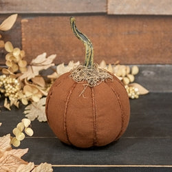 Stuffed Mossy Top Round Orange Pumpkin - 6" Dia.