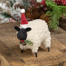 Stuffed Standing Primitive Santa Hat Sheep Sheep - 3.5"H