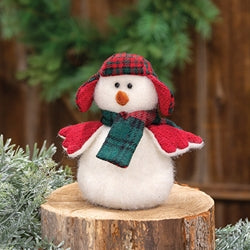 Stuffed Red & Green Plaid Hat Snow Bird
