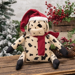 Stuffed Santa Hat & Scarf Cow Doll - 10"H