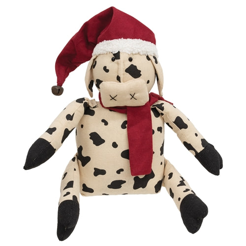 Stuffed Santa Hat & Scarf Cow Doll - 10"H