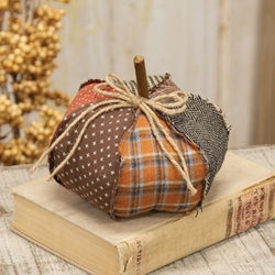 Stuffed Patchwork Pumpkin - 6.5"H