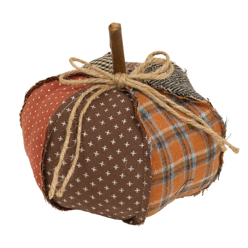 Stuffed Patchwork Pumpkin - 6.5"H