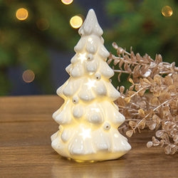 LED White Ceramic Christmas Tree - 6"H