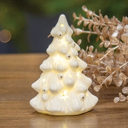 LED White Ceramic Christmas Tree - 4.5"H