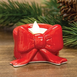 Red Ceramic Bow Tealight Holder