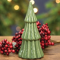 Green Ceramic Christmas Tree Sitter - 6.75"H