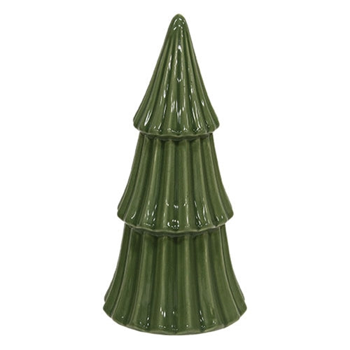 Green Ceramic Christmas Tree Sitter - 8.25"H