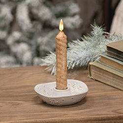 Ceramic Embossed Snowflake Taper Holder