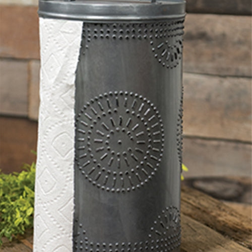 Antiqued Tin Punched Paper Towel Dispenser