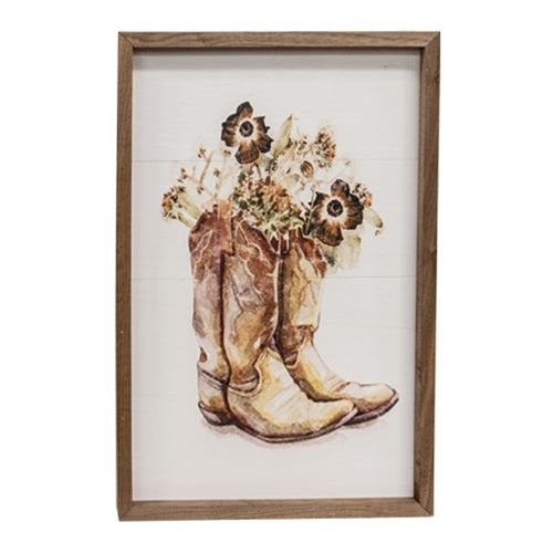 Cowboy Boots & Flowers Framed Print 12x16
