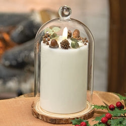 Winter Dreams LED Timer Pillar in Glass Cloche