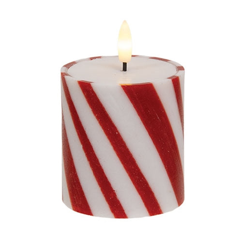Candy Cane LED Timer Pillar - 4.5"H
