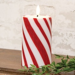 Candy Cane LED Timer Pillar - 6"H