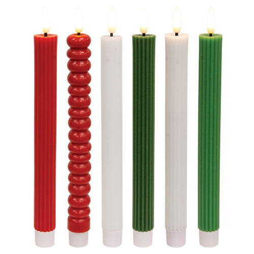 Christmas LED Timer Tapers - 6 Asstd