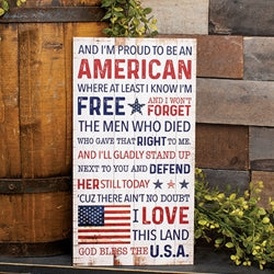 God Bless the USA Hanging Sign 8.5"x16"