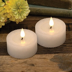 2/Set - Ridged White Timer Votives