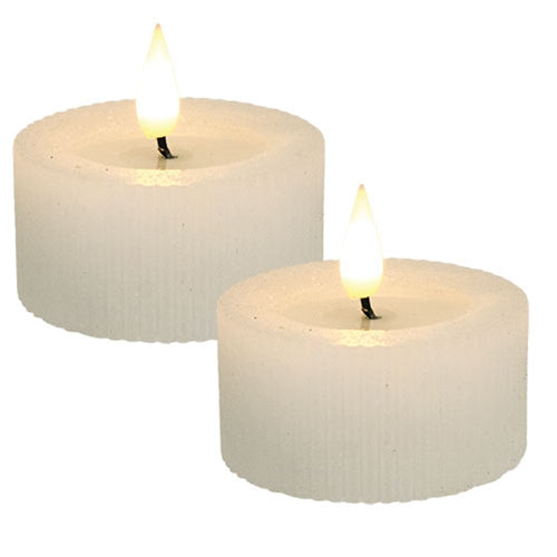 2/Set - Ridged White Timer Votives