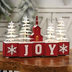 Light Up Frosted Winter Forest & Church on Joy Blocks