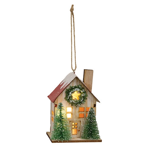 Snowy Woodland Light Up House Ornament