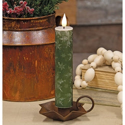 Green Snowflake Thick LED Timer Taper - 8"