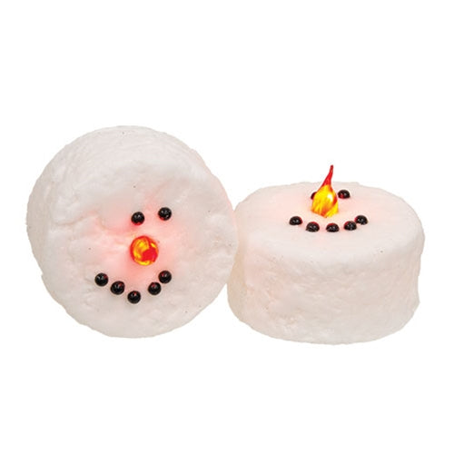 2/Set - Snowman Face Wax LED Timer Tealights