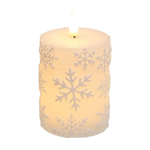 Glitter Snowflake Timer Pillar - 4 In H