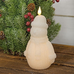 Sparkling Snowman Wax LED Timer Candle - 7-1/2 In H