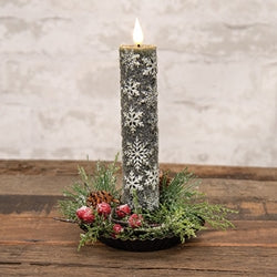 Midnight Snowflake Timer Taper - 8.5"H