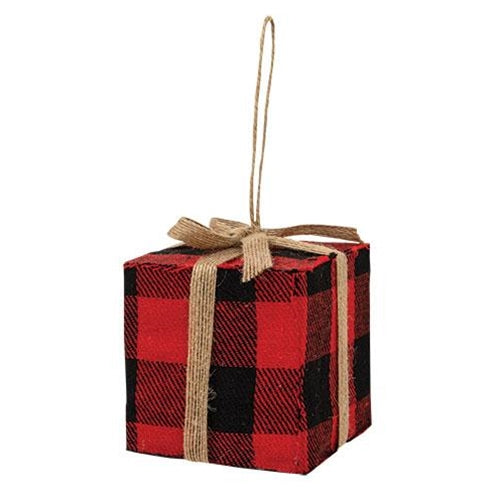 Red & Black Buffalo Plaid Gift Box Ornament Large