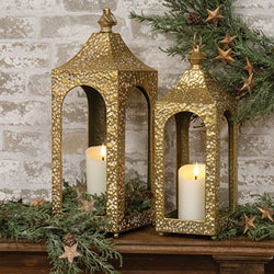 2/Set - Hammered Gold Metal Open Air Lanterns