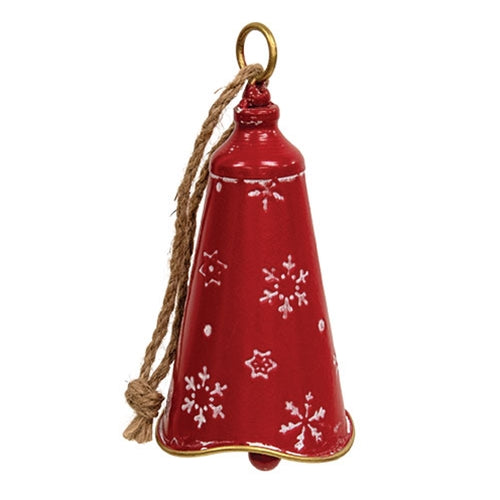 Red & White Metal Nordic Holday Bell Ornament