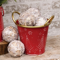 Red & White Metal Nordic Holiday Bucket With Handles