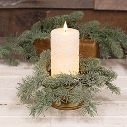 Antiqued Gold Candle Pedestal - 6.75" dia x 3"H