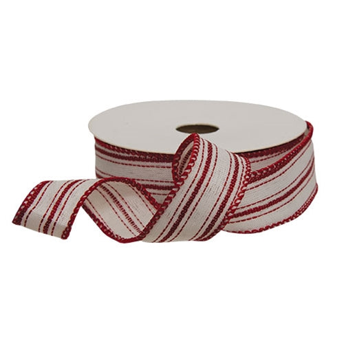 Country Candy Stripe Wired Ribbon - 1" x 10 Yards