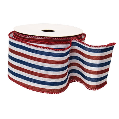 Red White & Blue Wired Burlap Ribbon - 2.5" x 10 Yards