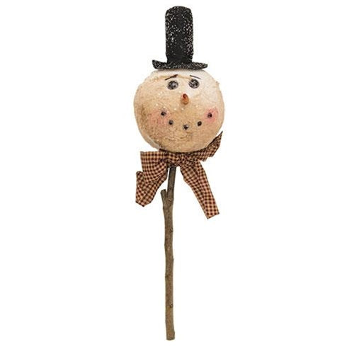 Rustic Cotton Snowman Pick